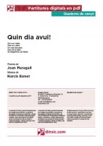 Quin dia avui!-Quaderns de cançó (peces soltes en pdf)-Escoles de Música i Conservatoris Grau Superior-Partitures Avançat