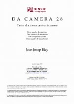 Da Camera 28: Tres danzas americanas para cuarteto de saxofones-Da Camera (publicación en pdf)-Partituras Básico